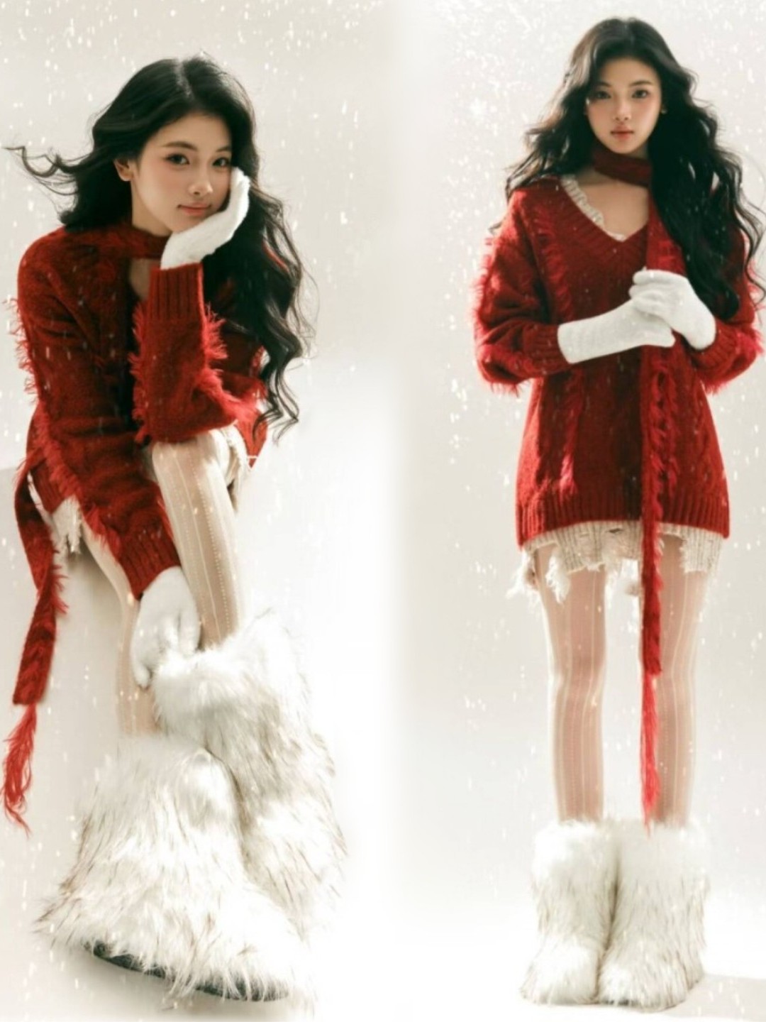 Photography Of The Year - 2025年新作 レッドセーター アート写真撮影用コスチューム 女の子用 クリスマス 新年