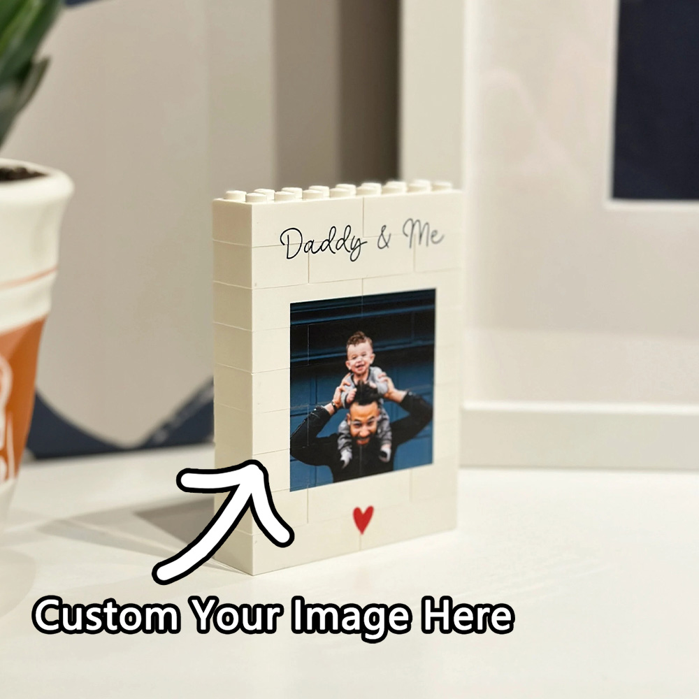 Photography Exhibition - パパと私のお揃いブロック写真ギフト、お父さんや彼へのカスタムブロック風フォトフレーム、誕生日、クリスマスの記念品