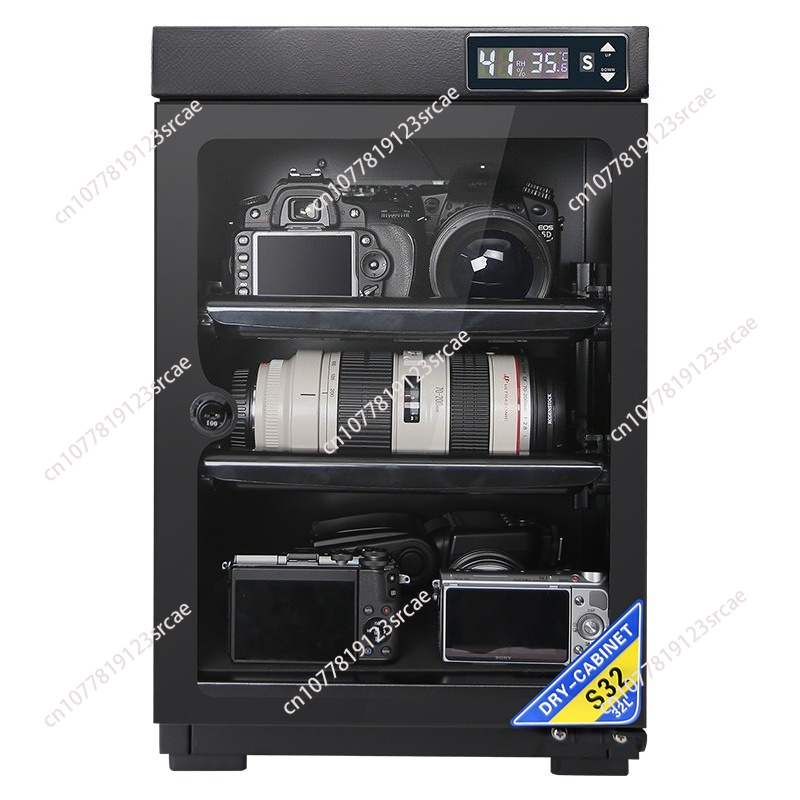 Camera Dry Cabinet - カメラ機材用電子乾燥キャビネット - レンズと機材用の湿度計付き防湿保管ボックス（一定湿度）
