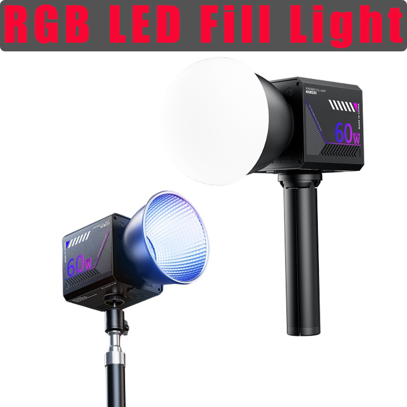 Photography Treatment - 60W RGBビデオライト ポータブルLED撮影スタジオライト 10000mAh充電式 Vlogストリーミング ライブ写真撮影用フィルライト
