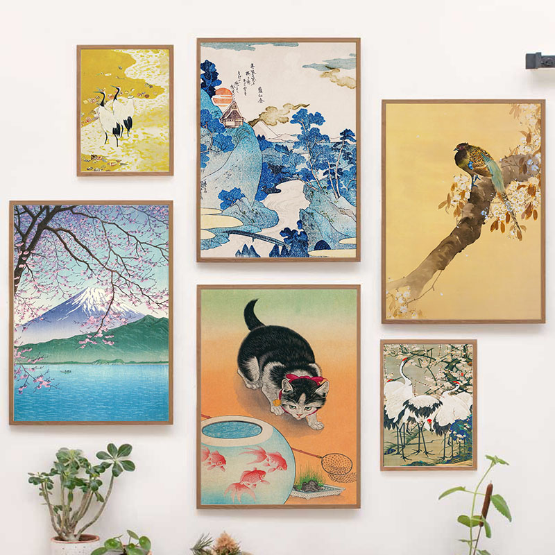 Photography Landscape - 日本の葛飾北斎キャンバス絵画ウォールアートポスタープリント富士山鳥の絵部屋のインテリア家の装飾クアドロス