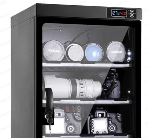 Camera Dry Cabinet - カメラ機材用電子乾燥キャビネット - レンズと機材用の湿度計付き防湿保管ボックス