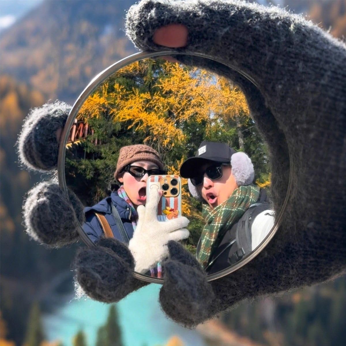 Photography Solo - ポータブル旅行用ハンドヘルド自撮りミラー ソロ旅行 INS 反射凸面鏡 写真撮影用小道具 Vlog