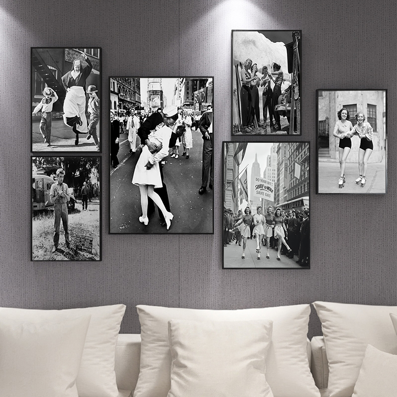 クラシックな白黒写真ポスターキャンバス絵画ヴィンテージスケー - Photography Poster のレビューと価格