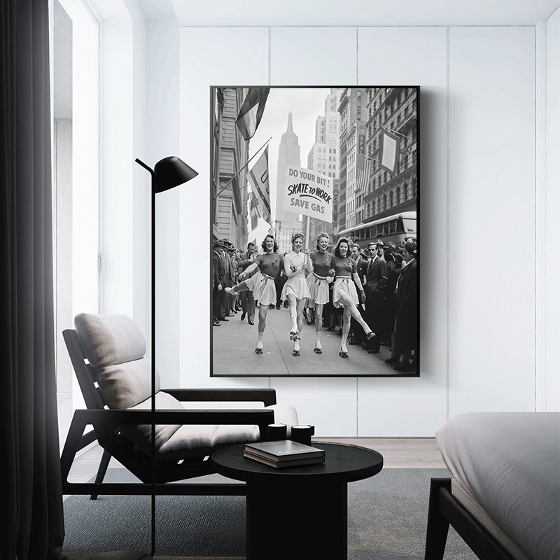 クラシックな白黒写真ポスターキャンバス絵画ヴィンテージスケー - Photography Poster のレビューと価格