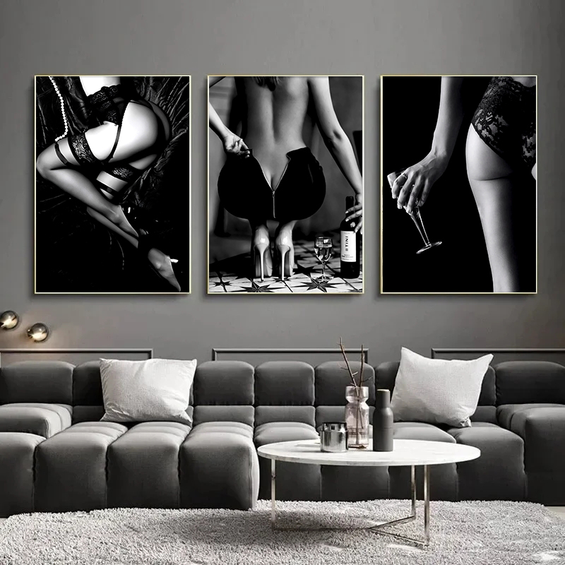 ヴィンテージ白黒セクシーな女性が飲酒喫煙ポスター写真HD画像 - Photography Poster のレビューと価格